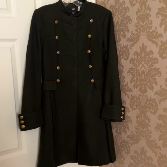 H&M Green Double Breasted Wool Blend Coat - Picture 1 of 3